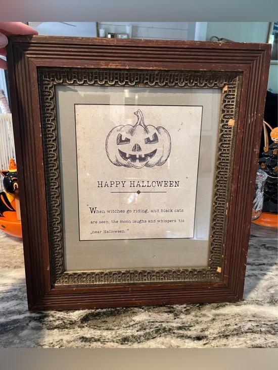 Other - Vintage Wooden Framed Happy Halloween Sign
